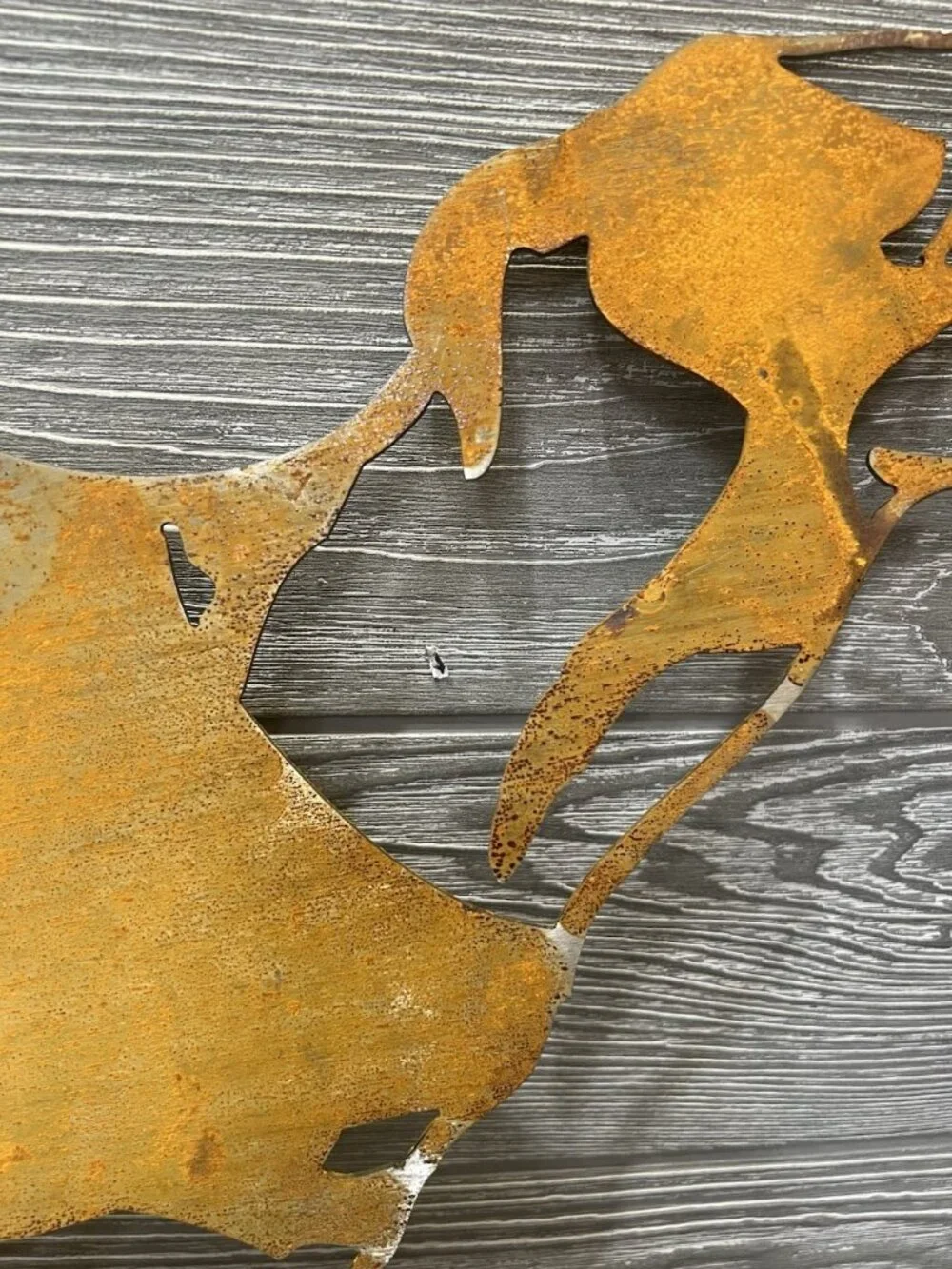 Large Rusty Metal Running Dog Cut Out Wall Art Rustic Decor 29” X 16”